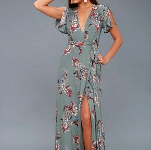 Lulu's Floral Print Wrap Maxi Dress
